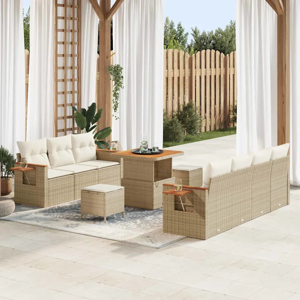 Set Divano da Giardino 13 pcs Beige e Crema polyrattan