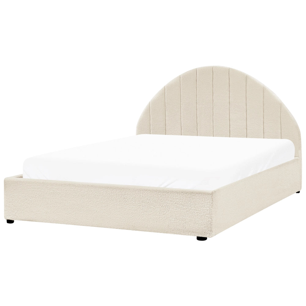 Letto contenitore Bianco Sporco Boucle Poliestere Tessuto UE Doppio Dimensioni 140 x 200 cm Design moderno minimalista