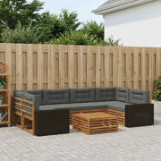 Set di divani da esterno 7 pcs Naturale e Antracite Poliestere