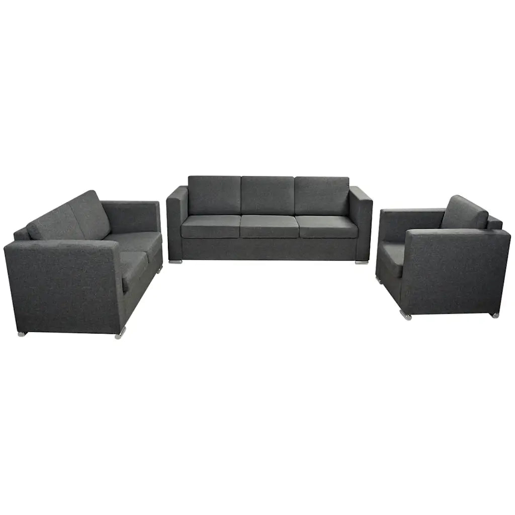 3 Pz Set di Divani in Stoffa Grigio Scuro 274215