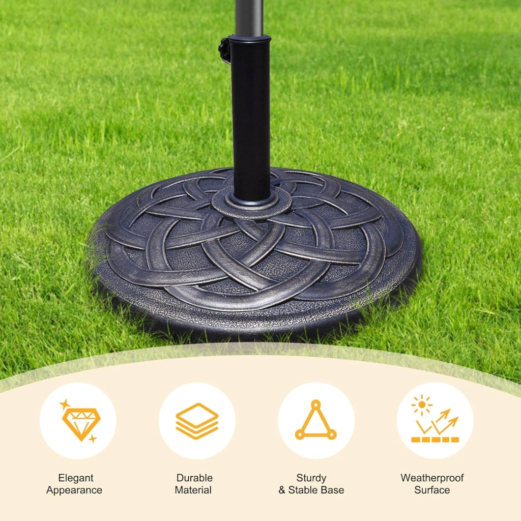 Supporto per ombrellone rotondo in resina, supporto per palo ombrellone, diametro 38/48 mm, base per ombrellone, 19 kg, base parasole per giardino, terrazza, balcone, bronzo
