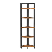 Scaffale angolare a 5 ripiani libreria angolare unità di stoccaggio multiuso porta piante per soggiorno camera da letto ufficio stile industriale marrone 12_0005616