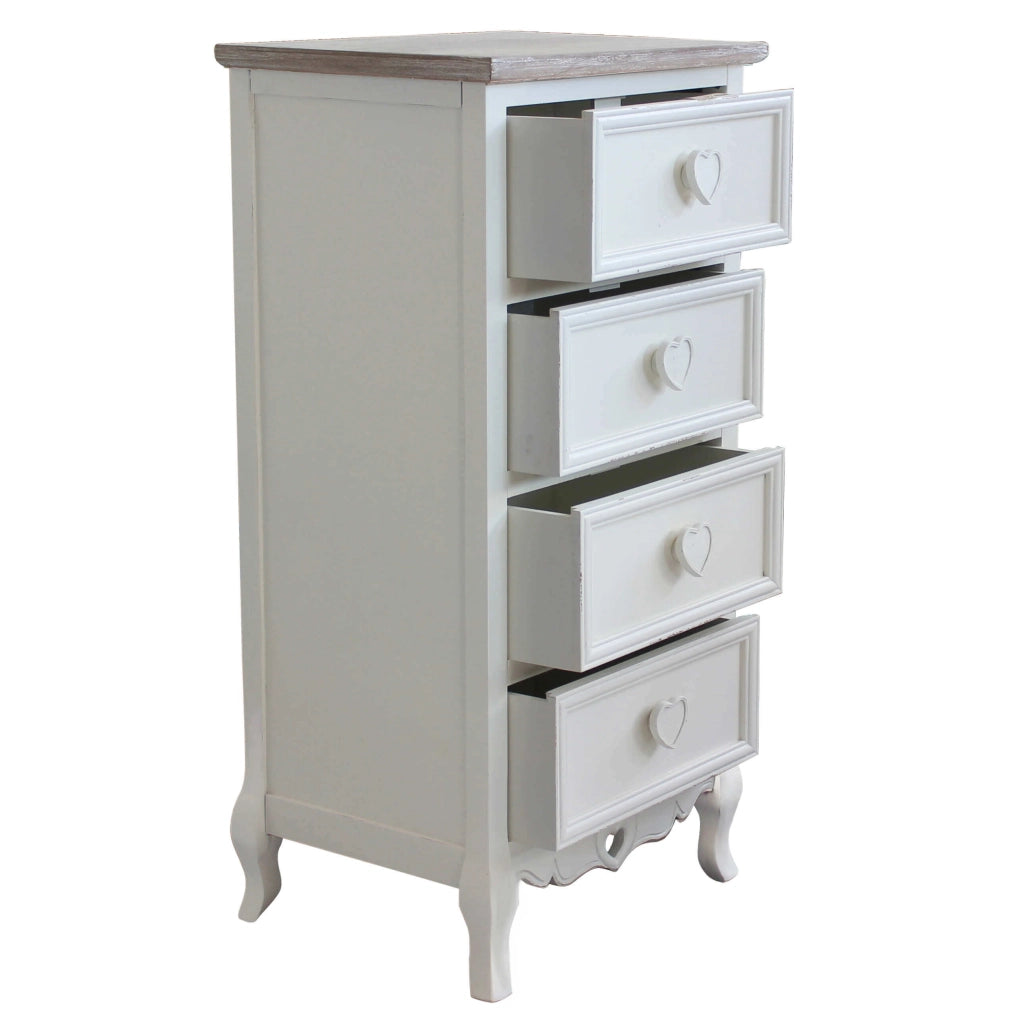 CASSETTIERA CUORE IN LEGNO DI PAULOWNIA CON 4 CASSETTI 44 X 34 X H90 CM