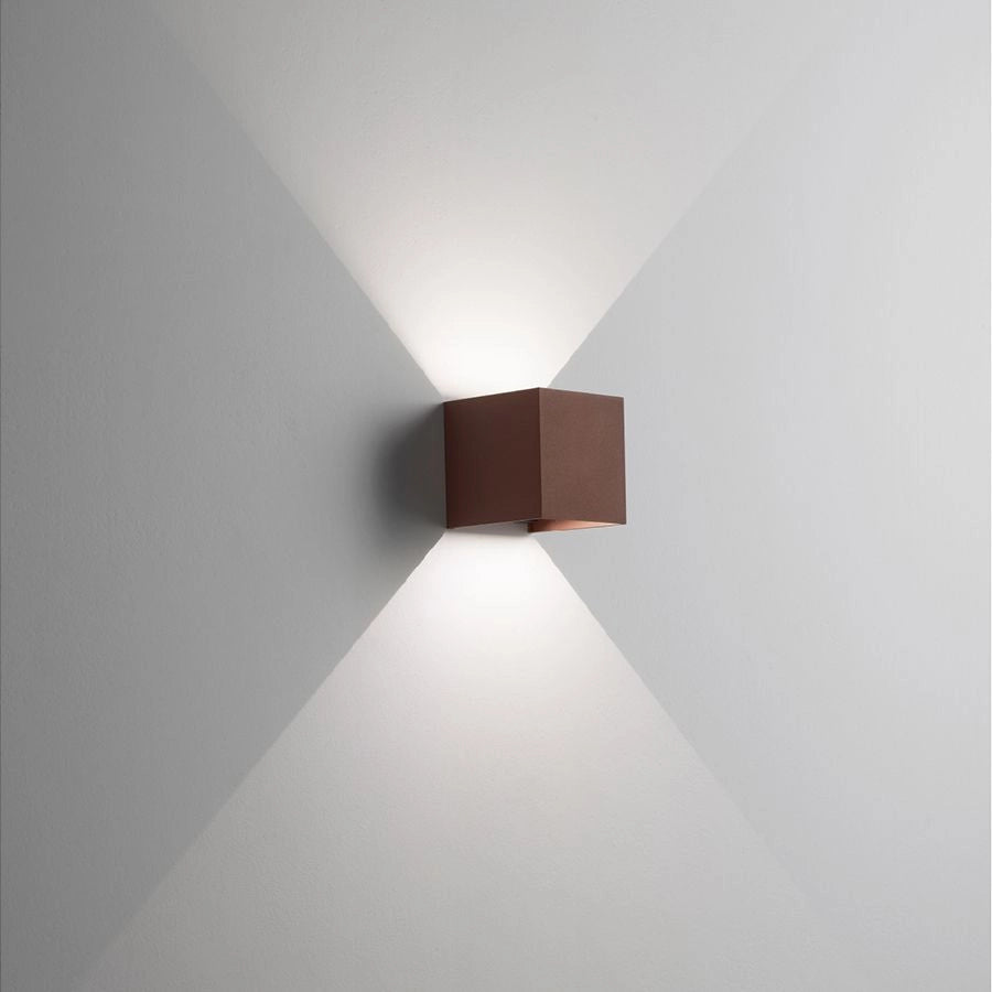 APPLIQUE PARETE CUBO DA ESTERNO CORTEN A LED 16W 3000K HOTSHOT AFFRALUX