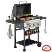 Grill a Gas 9 KW 3 Bruciatori Carrello BBQ in Acciaio Inox ¨C zephmum ¨C Grigio