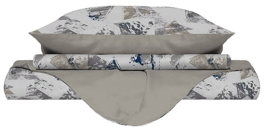 Copripiumino Singolo con Federe Stampato in Microfibra Urban Blu