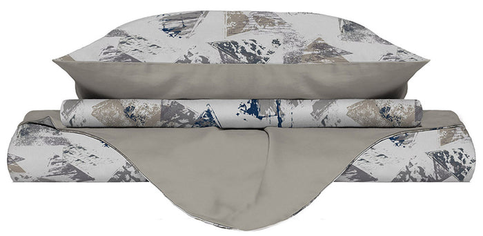 Copripiumino 1 Piazza e Mezzo con Federe Stampato in Microfibra Urban Blu