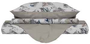 Copripiumino Matrimonale con Federe Stampato in Microfibra Urban Blu