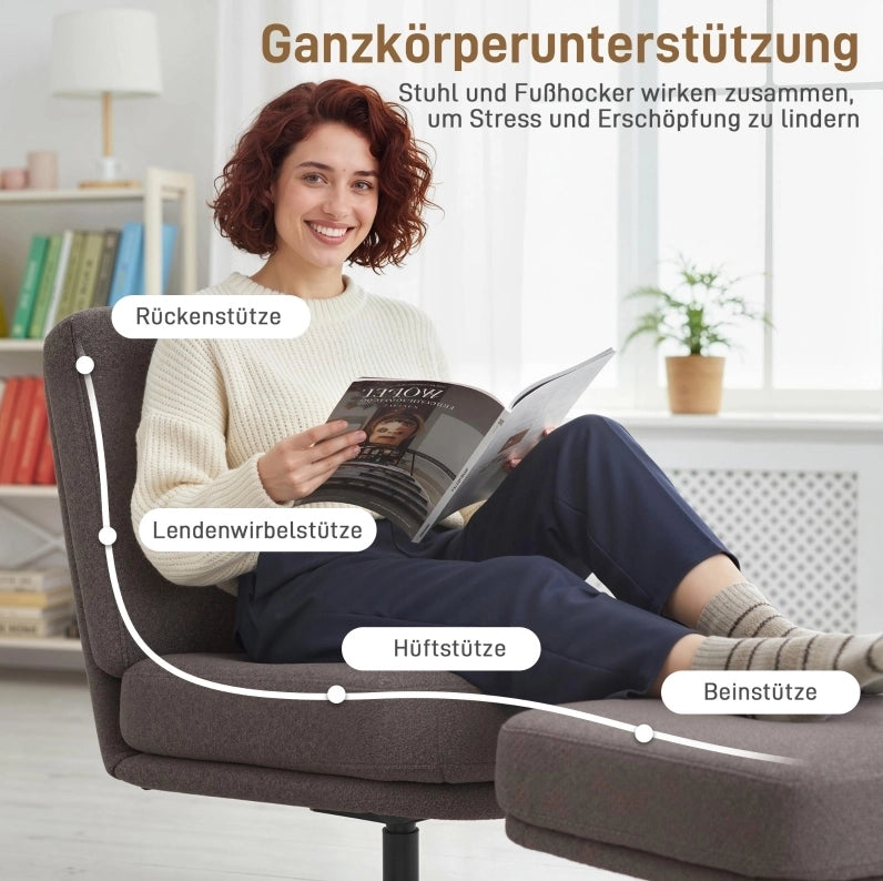 Poltrona relax girevole con pouf, grigio scuro