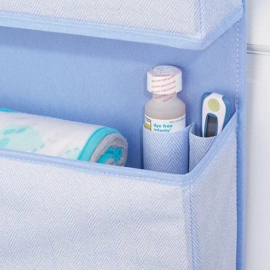 Organizzatore per muri con 3 tasche - Spazio per bambini per cuscini, pannolini e asciugamani - Organizzatore da appendere, blu