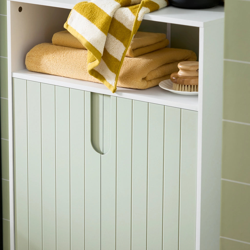 SoBuy Mobiletto bagno Mobile bagno con 3 Ripiani e 2 Ante, Armadietto portaoggetti Mobile contenitore Verde 60x30x87cm, BZR138-GR