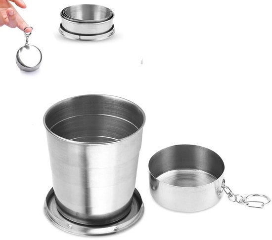 Bicchiere da Viaggio Inclinabile - Capacità 70 Ml - Materiale Zinco - Opvougabile - Ideale per Viaggi, Vacanze e Camping - Lavabile - Design Compattibile