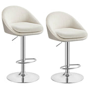Set di 2 sgabelli da bar sedie da cucina regolabili in altezza girevoli a 360° con schienale base e poggiapiedi acciaio per bancone bar sala da pranzo bianco crema 12_0007709
