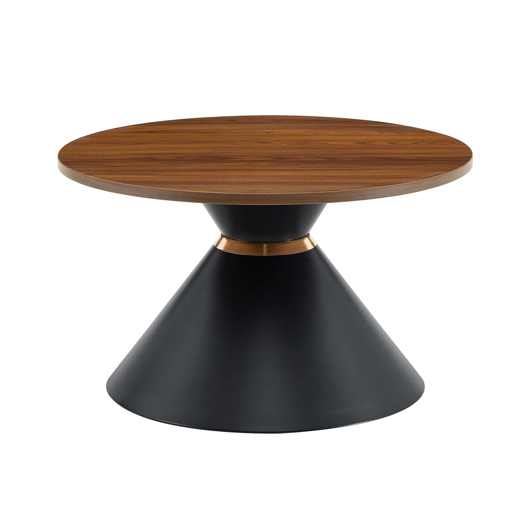 Set di 2 tavolini da caffè con design conico; in metallo; walnut e nero