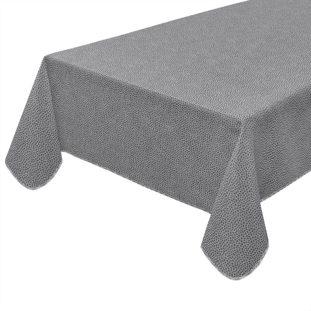 Tovaglia Antimacchia Maculata Bordata Cotone Plastificato Copritavolo Casa Cucina Grigio 135x230 Cm