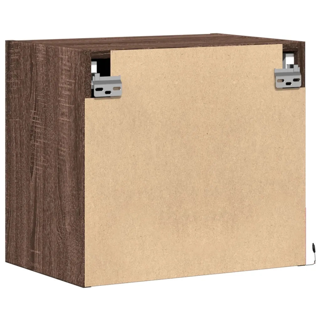 Comodini a Parete con luci LED 2 pz Rovere Marrone