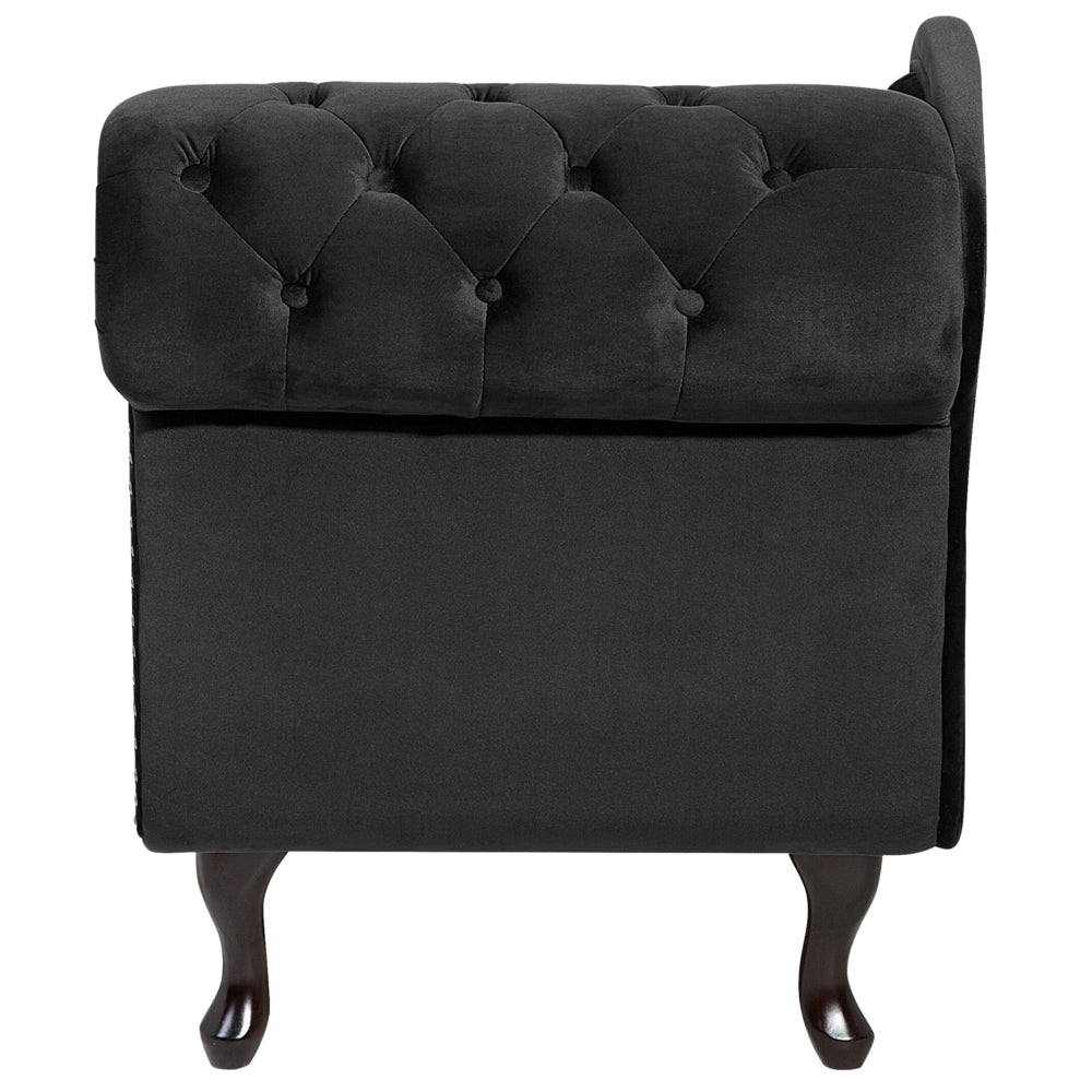 Chaise longue Nero versione destra Velluto abbottonato testa chiodata