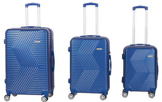 Set 3 Valigie Trolley Rigide in ABS 4 Ruote TSA Ravizzoni Haiti Blu