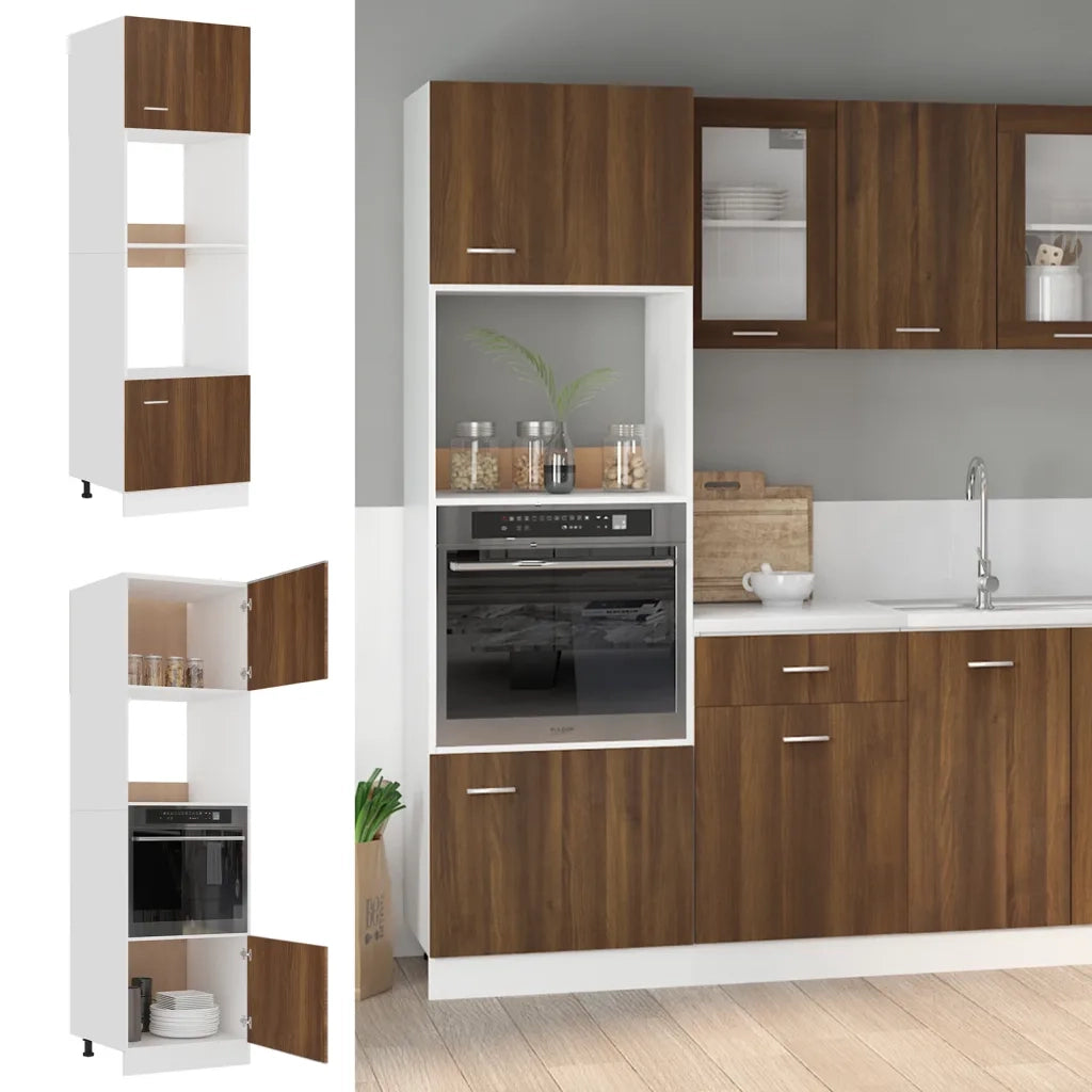 Pensile da cucina | Armadio Microonde ¡°Lyon¡± Rovere Marrone 60x57x207 cm