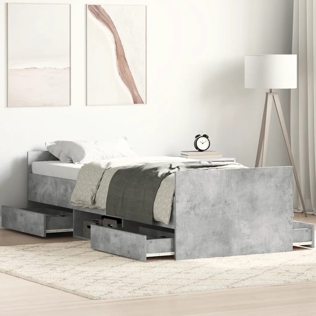 Giroletto con Testiera e Pediera Grigio Cemento 100x200 cm