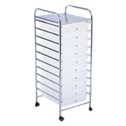 Carrello cassettiera multiuso con 10 cassetti da cucina Contenitore con ruote a 10 ripiani per bagno trasparente