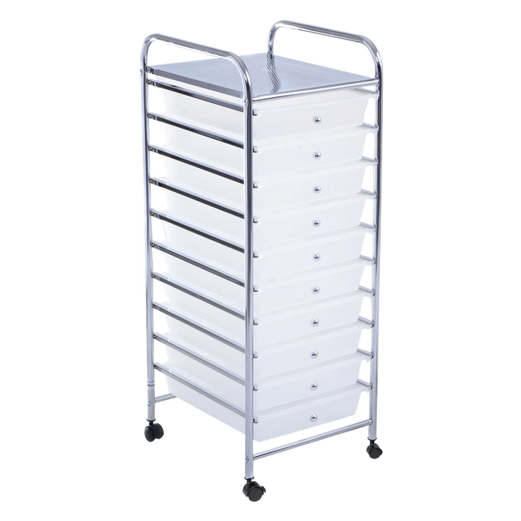 Carrello cassettiera multiuso con 10 cassetti da cucina Contenitore con ruote a 10 ripiani per bagno trasparente