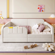 Letto singolo imbottito 90x200 cm con cassetti, bianco