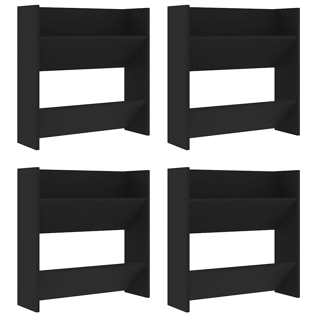 Scarpiere a Muro 4 pz Nere 60x18x60 cm in Legno Multistrato 806719