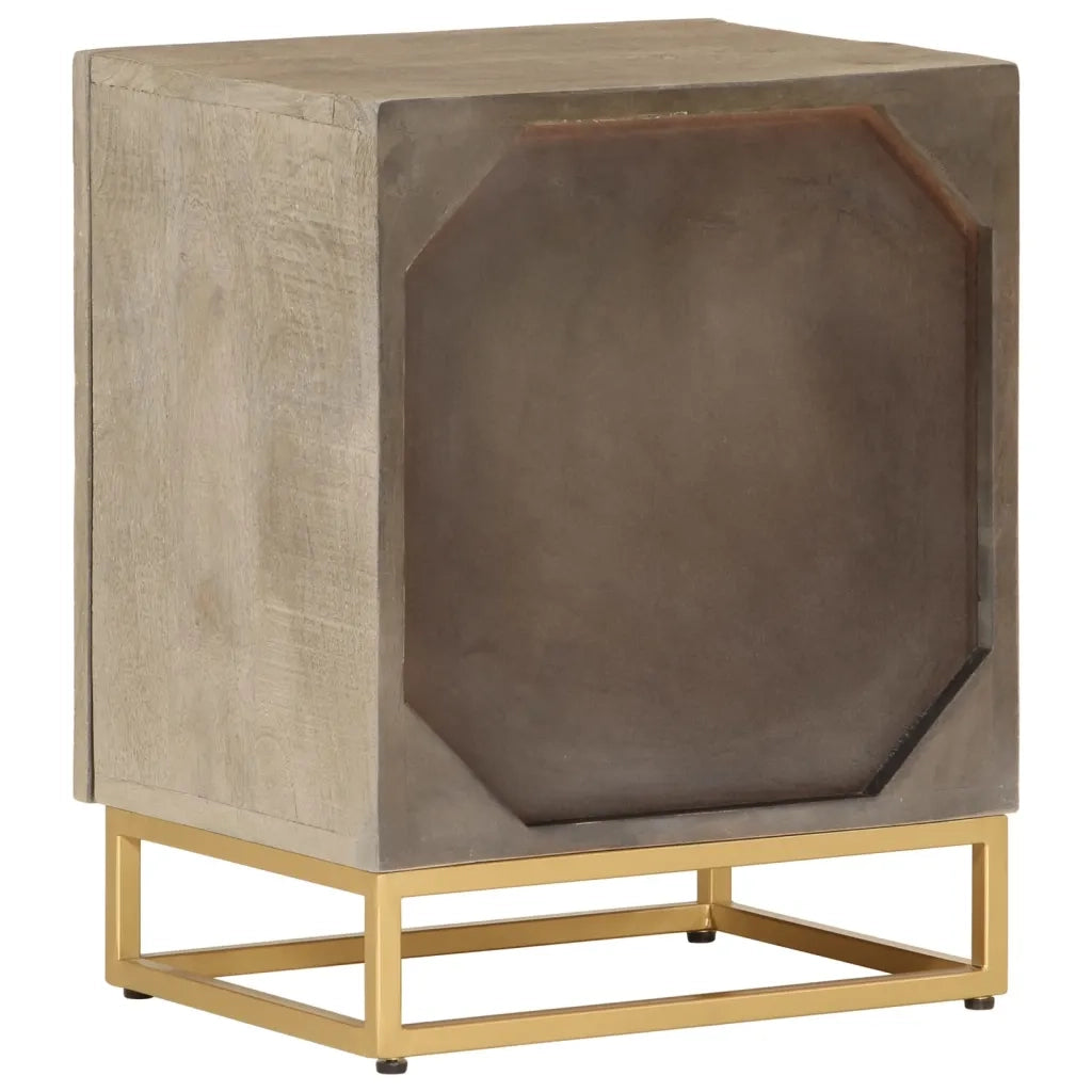 Comodino 40x30x50 cm in Legno Massello di Mango e Ferro 372014