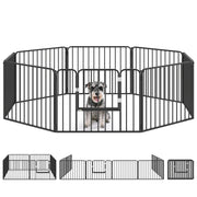 Recinto per Cani Modulabile 8 Pannelli ¨C zephmum ¨C Acciaio Nero 164x164x60 cm