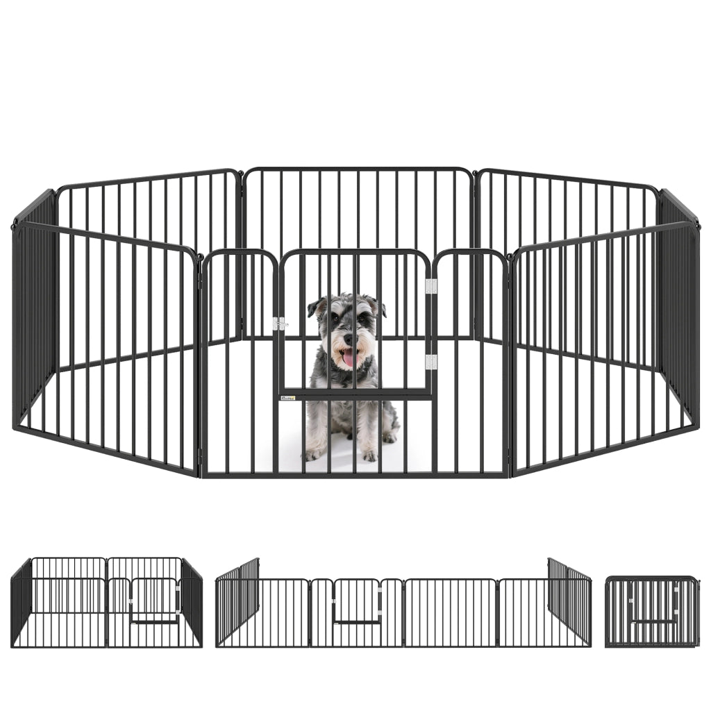 Recinto per Cani Modulabile 8 Pannelli ¨C zephmum ¨C Acciaio Nero 164x164x60 cm
