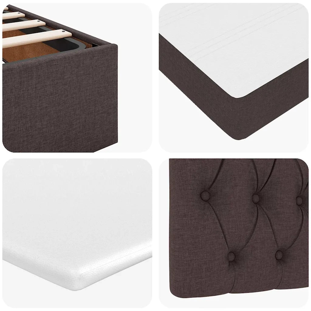 Pouf Letto con Materasso Marrone Scuro 90x200 cm in Tessuto 3313212