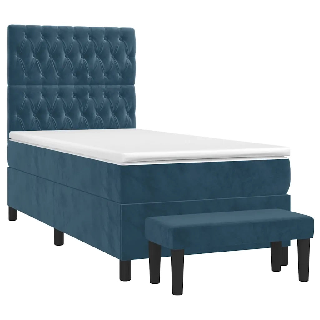 Giroletto a Molle con Materasso Blu Scuro 90x200 cm in Velluto