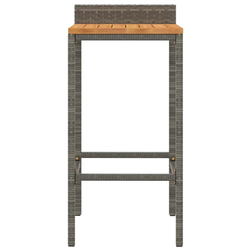 Sgabelli da Bar 2pz Grigi Polyrattan e Legno Massello di Acacia 362603