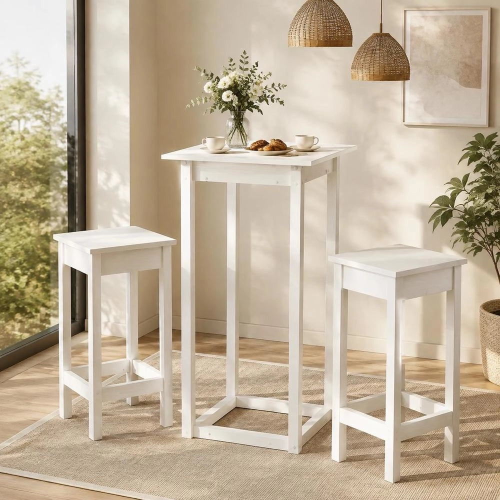 Bar Table White 60x60x110 Cm Solid Pine Wood