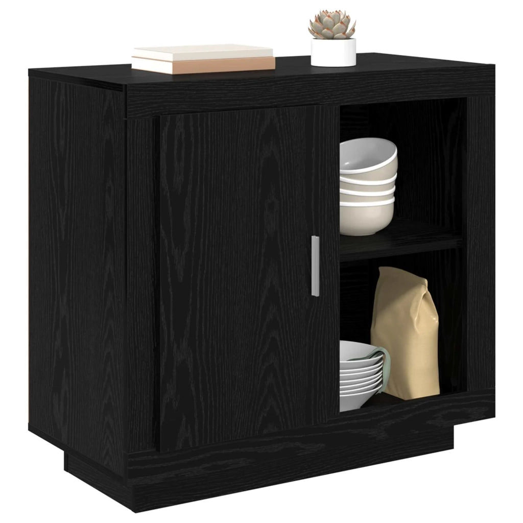 Credenza | Madia | Buffet da pranzo | Armadio da pranzo Rovere Nero 80 x 40 x 75 cm Legno multistrato
