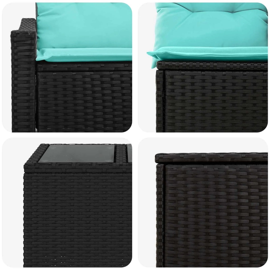 Set di divani 6 pz Nero e Blu Rattan sintetico e Acciaio 3447282