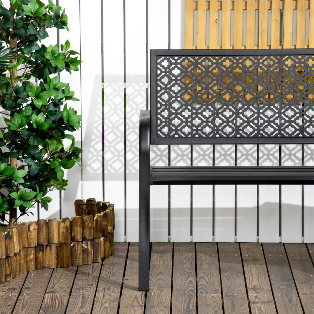 Panchina da Giardino 2 Posti ¨C Zephmum ¨C Acciaio Nero 127x63x83 cm
