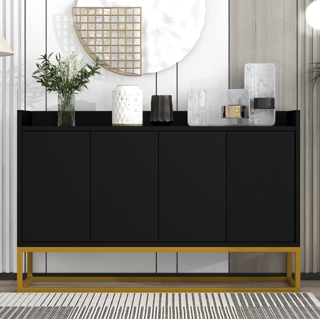 Credenza 120x30x80 cm a 4 ante; con ripiani regolabili e apertura a pressione; MDF e truciolare