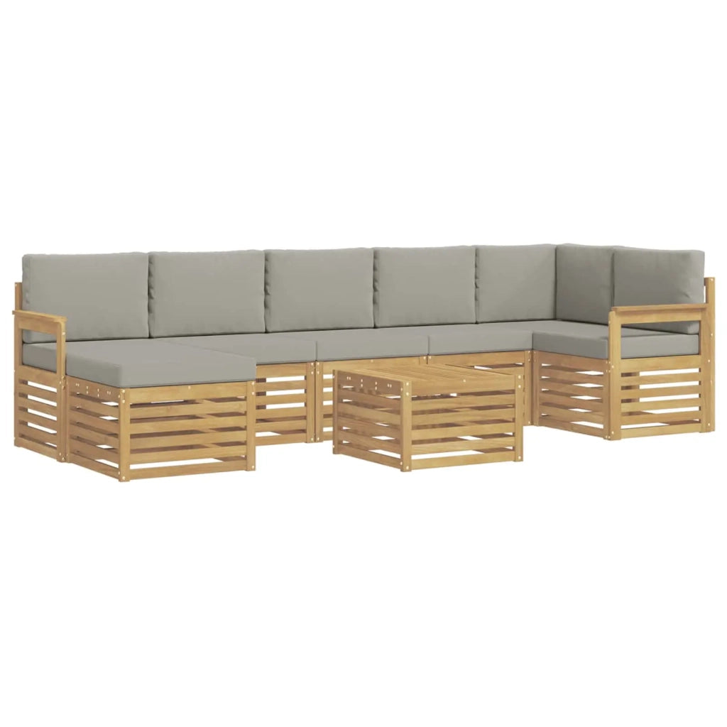 Set di divani da esterno 7 pcs Bianco e Grigio Chiaro