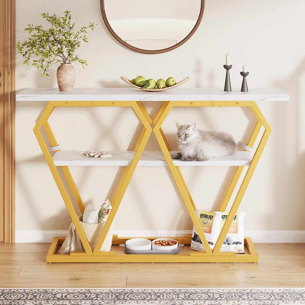 Console da pranzo in legno - Xylo - 120x29.5x80cm - Design effetto marmo