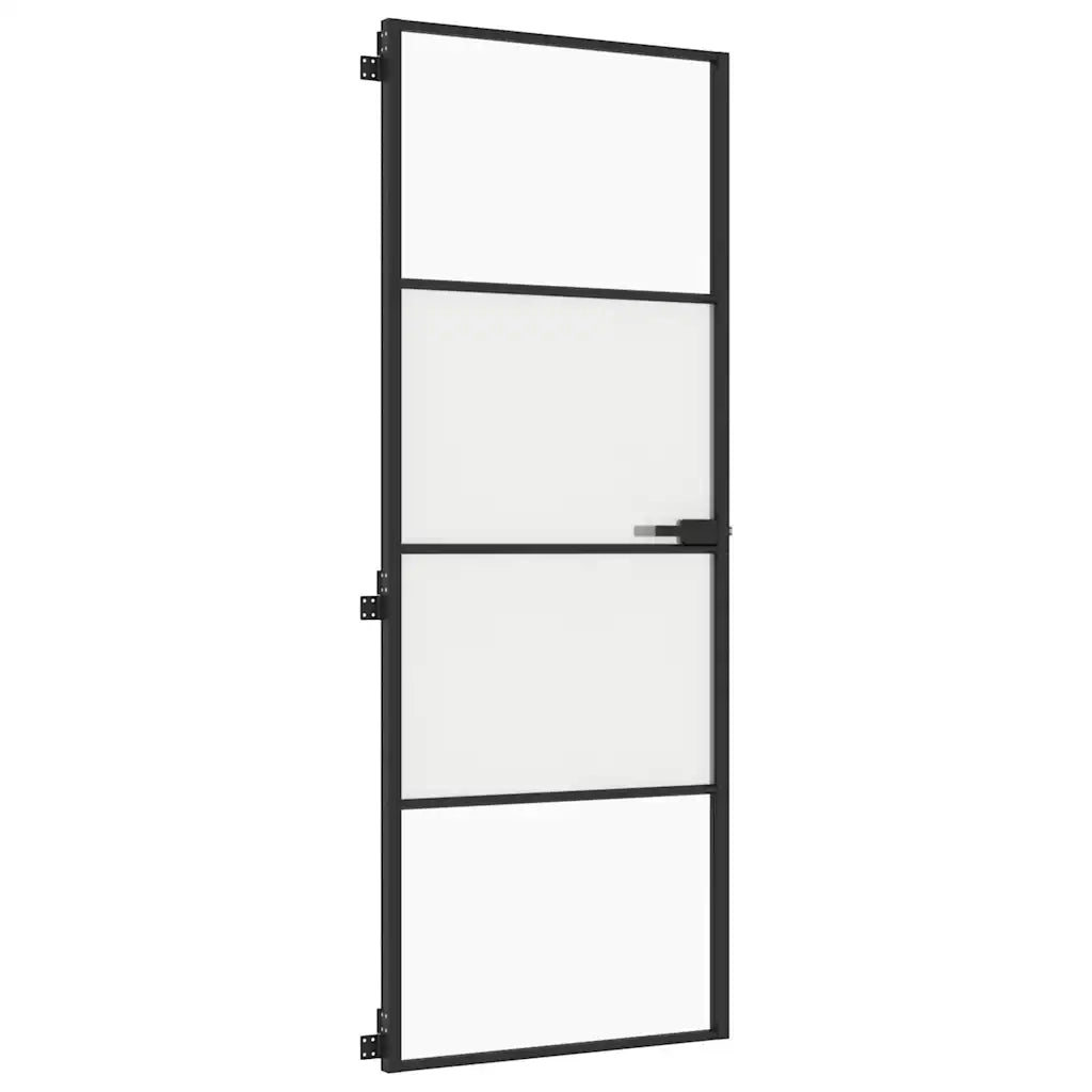 Porta per Interni Nera 76x201,5cm Vetro Temperato e Alluminio 155116