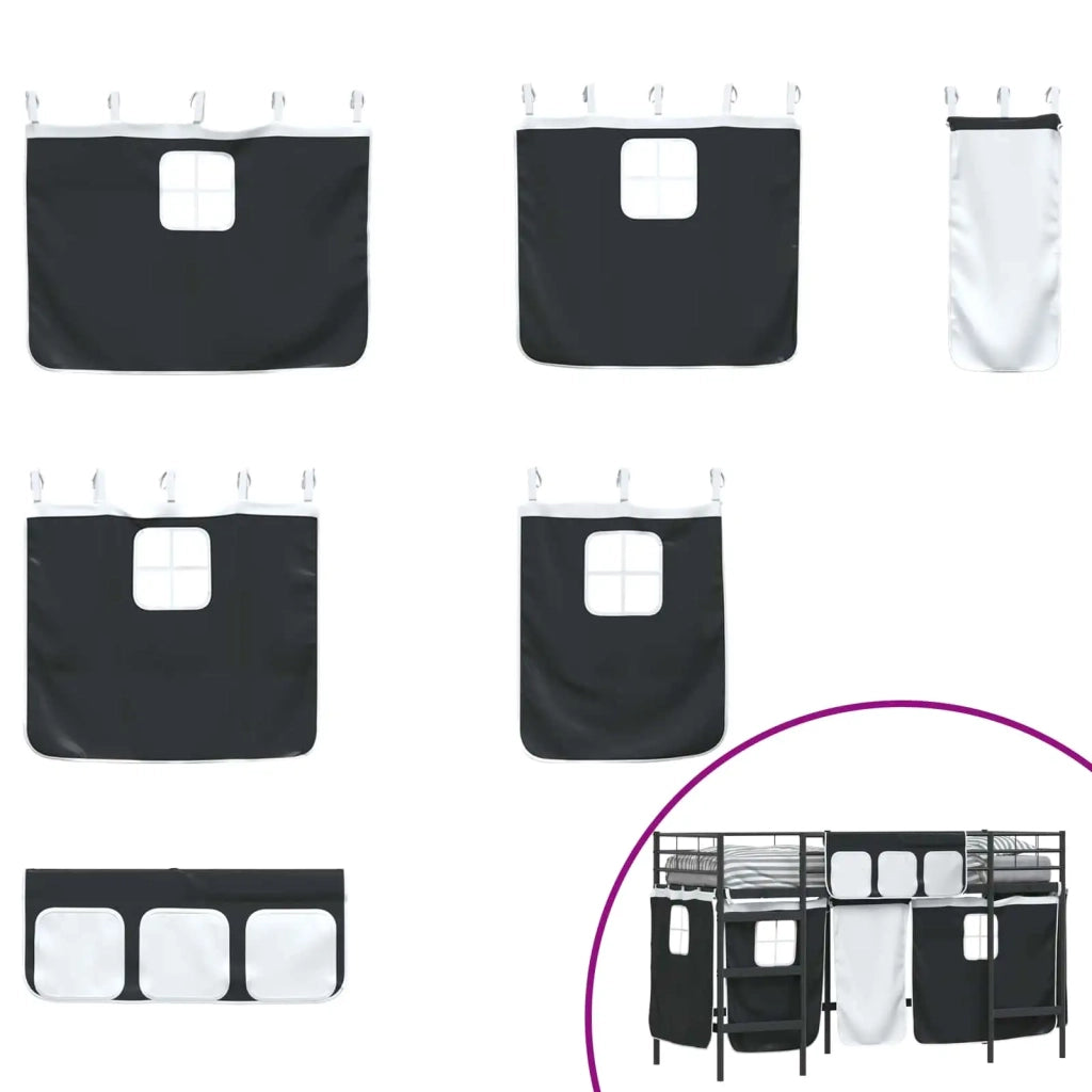 Struttura del Letto Loft per Bambini con Tendine Nero 42020789