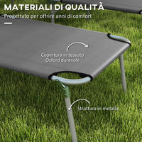 Set 2 Sdraio da Giardino 187x58x36 cm Pieghevoli con Tettuccio Regolabile in Tessuto Oxford e Metallo Grigio