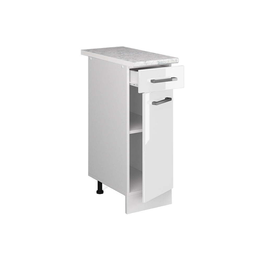 Vicco Mobiletto base per cucina Bianco lucido 30 cm , PL Marmo