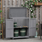 Mobile da giardino con banco da lavoro 91;5x28;5x49 cm; in legno e metallo grigio