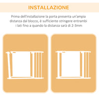 Cancellino per Cani Estensibile a Pressione 75-103 cm con Chiusura Automatica in Acciaio e ABS Bianco