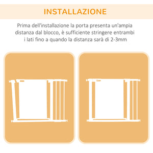 Cancellino per Cani Estensibile a Pressione 75-103 cm con Chiusura Automatica in Acciaio e ABS Bianco