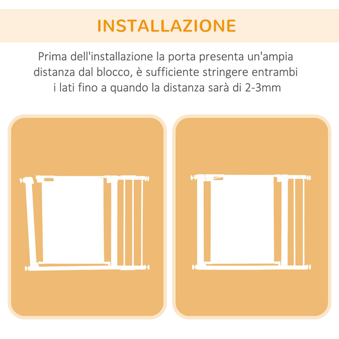 Cancellino per Cani Estensibile a Pressione 75-103 cm con Chiusura Automatica in Acciaio e ABS Bianco