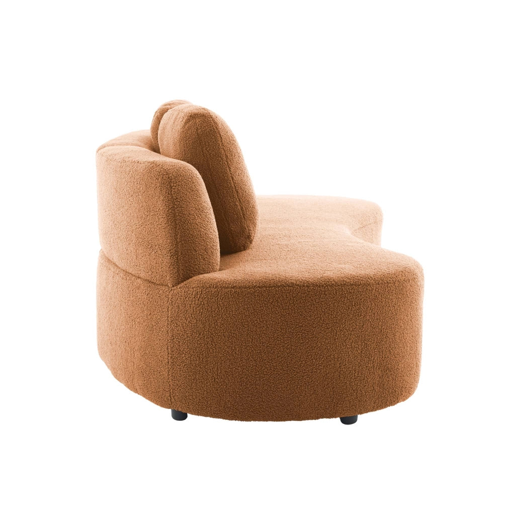 Divano virgola organico in bouclé, 3 posti, camel